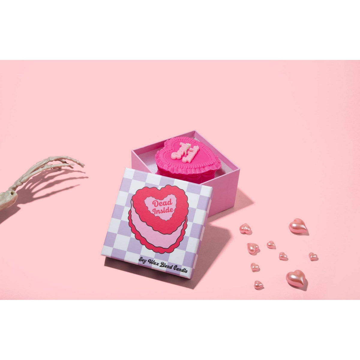 Dead Inside Heart Cake Unscented Candle in Hot Pink-Fun Club-The Bullish Store