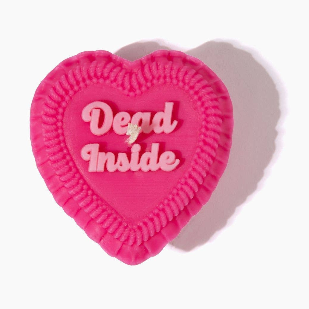 Dead Inside Heart Cake Unscented Candle in Hot Pink-Fun Club-The Bullish Store