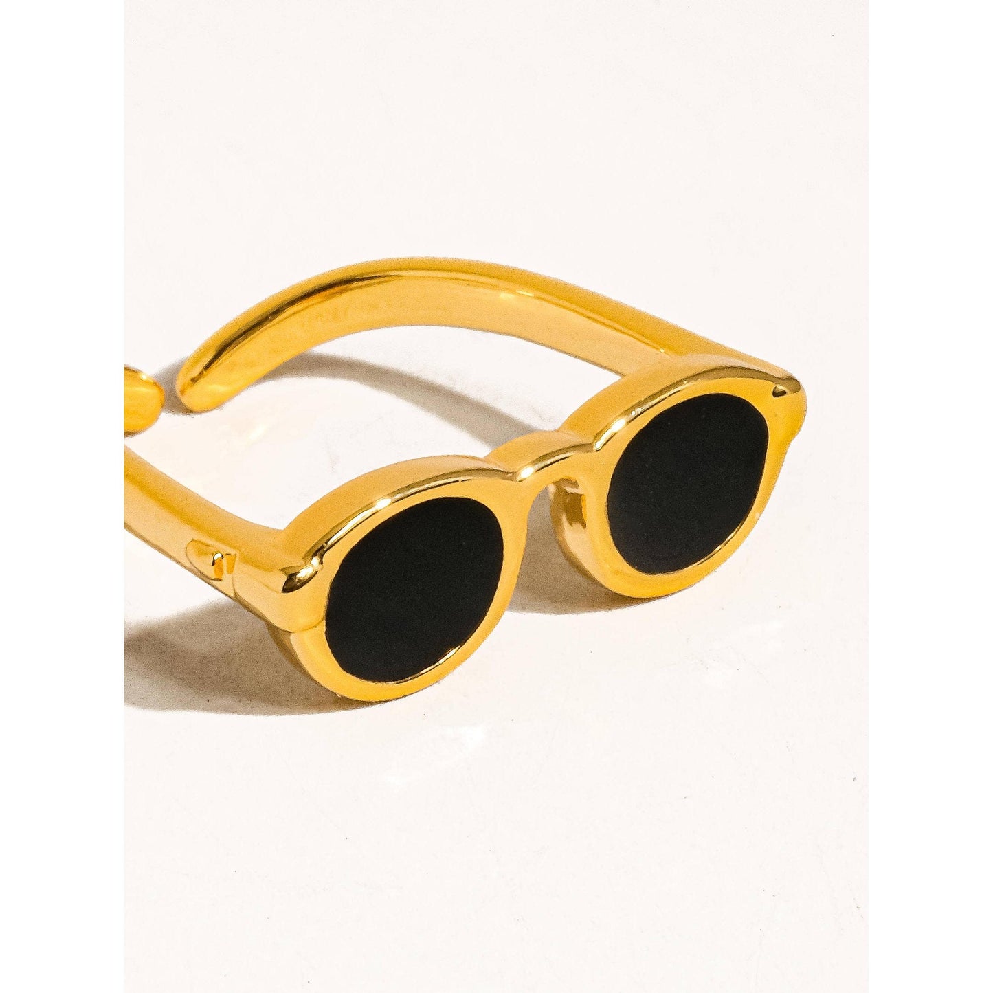 Dean 18K Gold Sunglasses Adjustable Ring | Vintage Round Frame Statement Ring