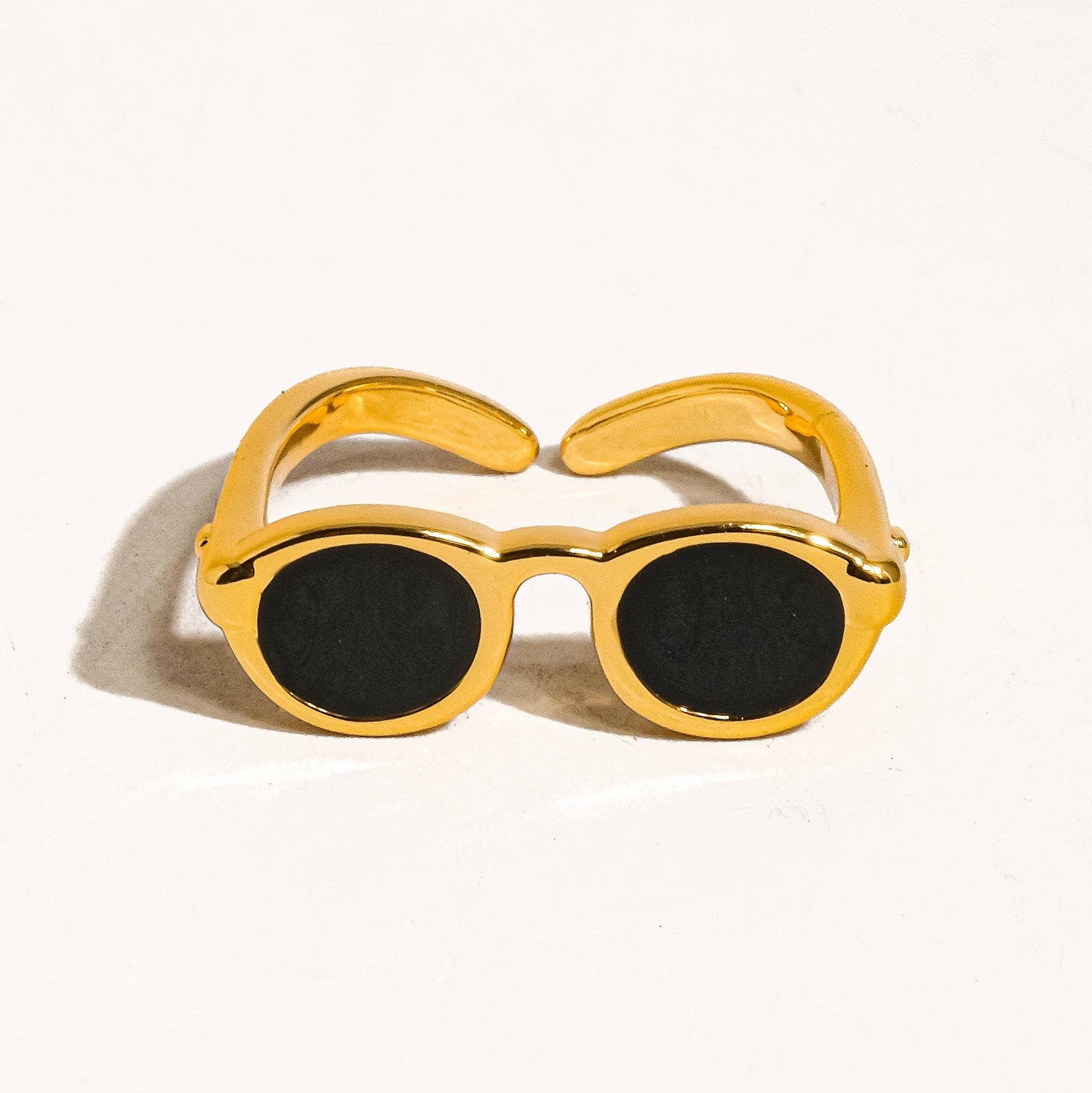Dean 18K Gold Sunglasses Adjustable Ring | Vintage Round Frame Statement Ring
