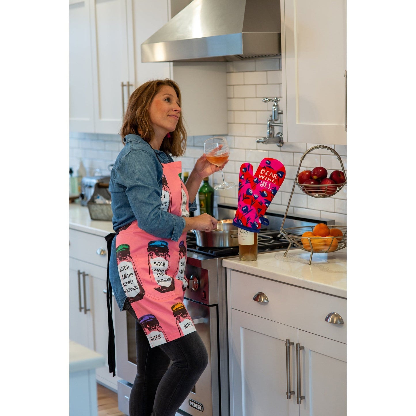 Dear Wine, Yes Thermal Oven Mitt | Kitchen Thermal Single Pot Holder