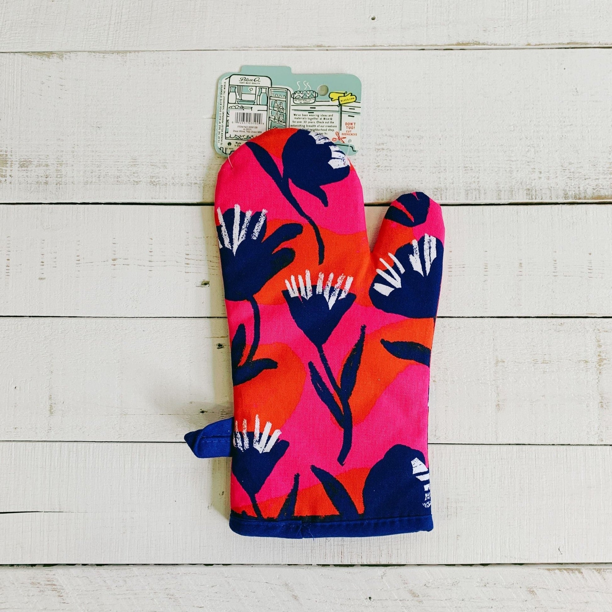 Dear Wine, Yes Thermal Oven Mitt | Kitchen Thermal Single Pot Holder | BlueQ at GetBullish