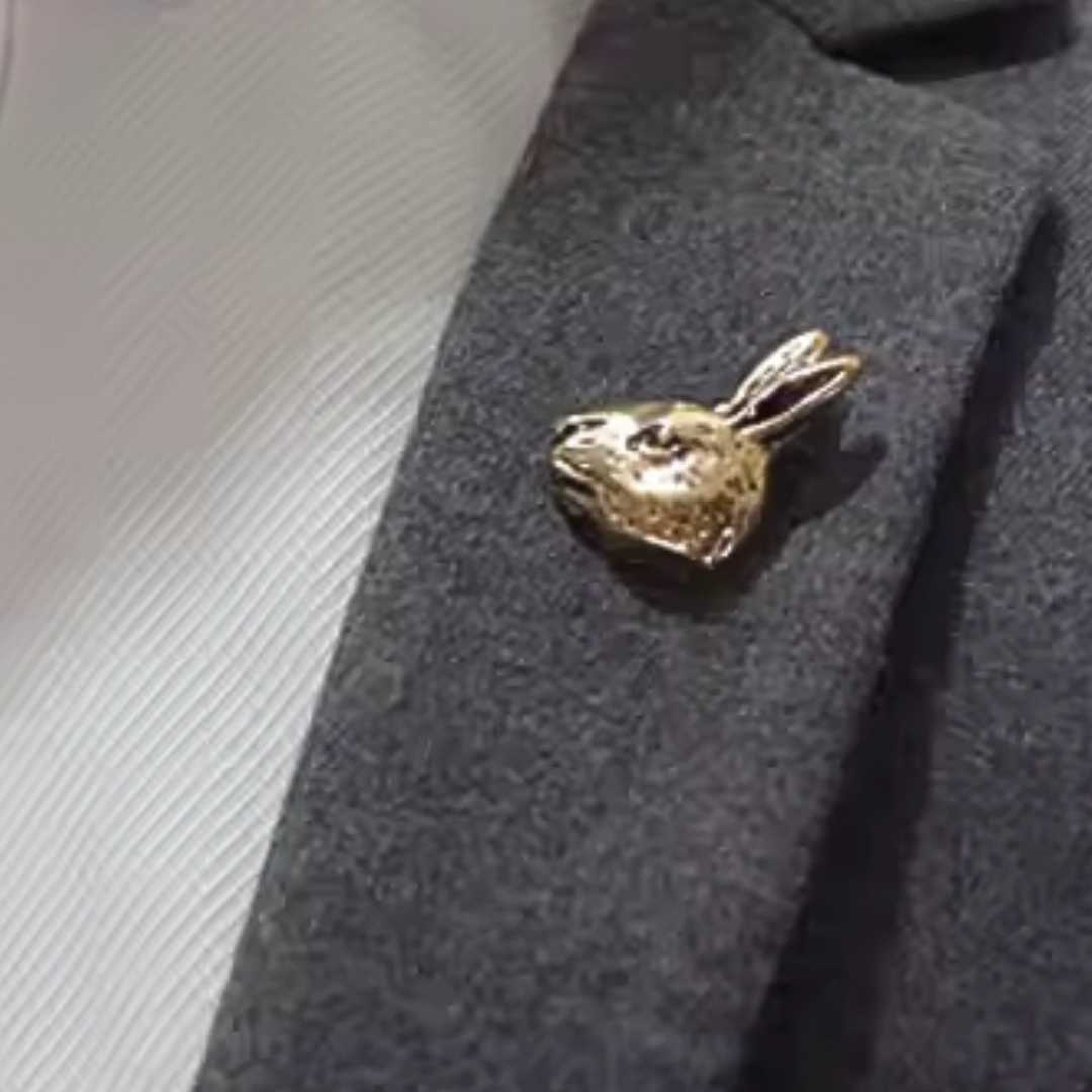 Brass Tone Rabbit Stick Pin Brooch