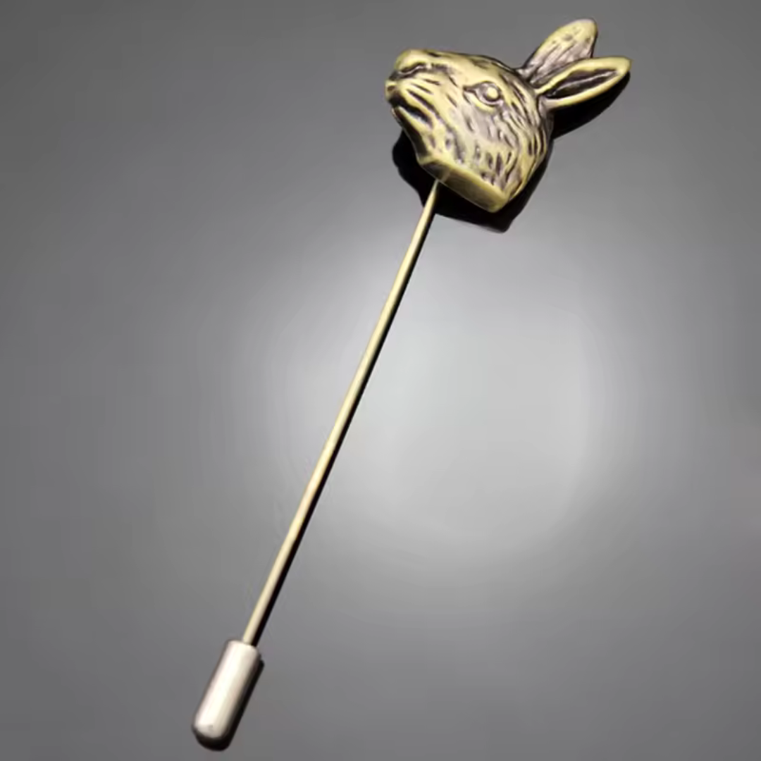 Brass Tone Rabbit Stick Pin Brooch