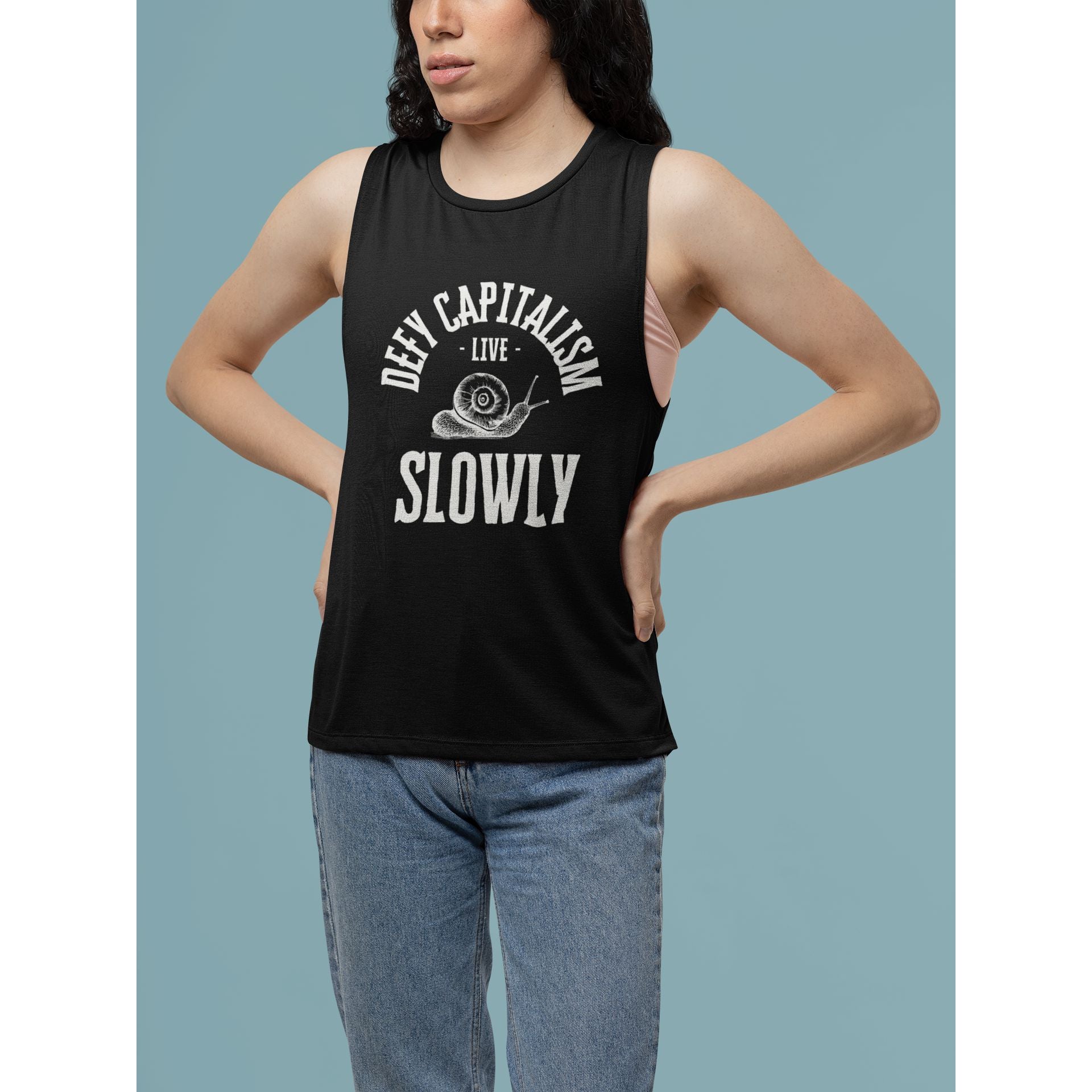 Defy Capitalism Live Slowly Women's Flowy Scoop Muscle Tank