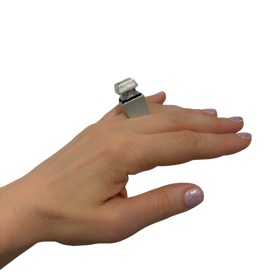 Delete Key Oversize Statement Ring | Burnished Silver | Size 8 | Pressable Button