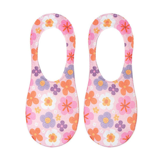 Delicate Flowers Pink No-Show Liner Socks | Soft & Stylish Women’s Grip Socks