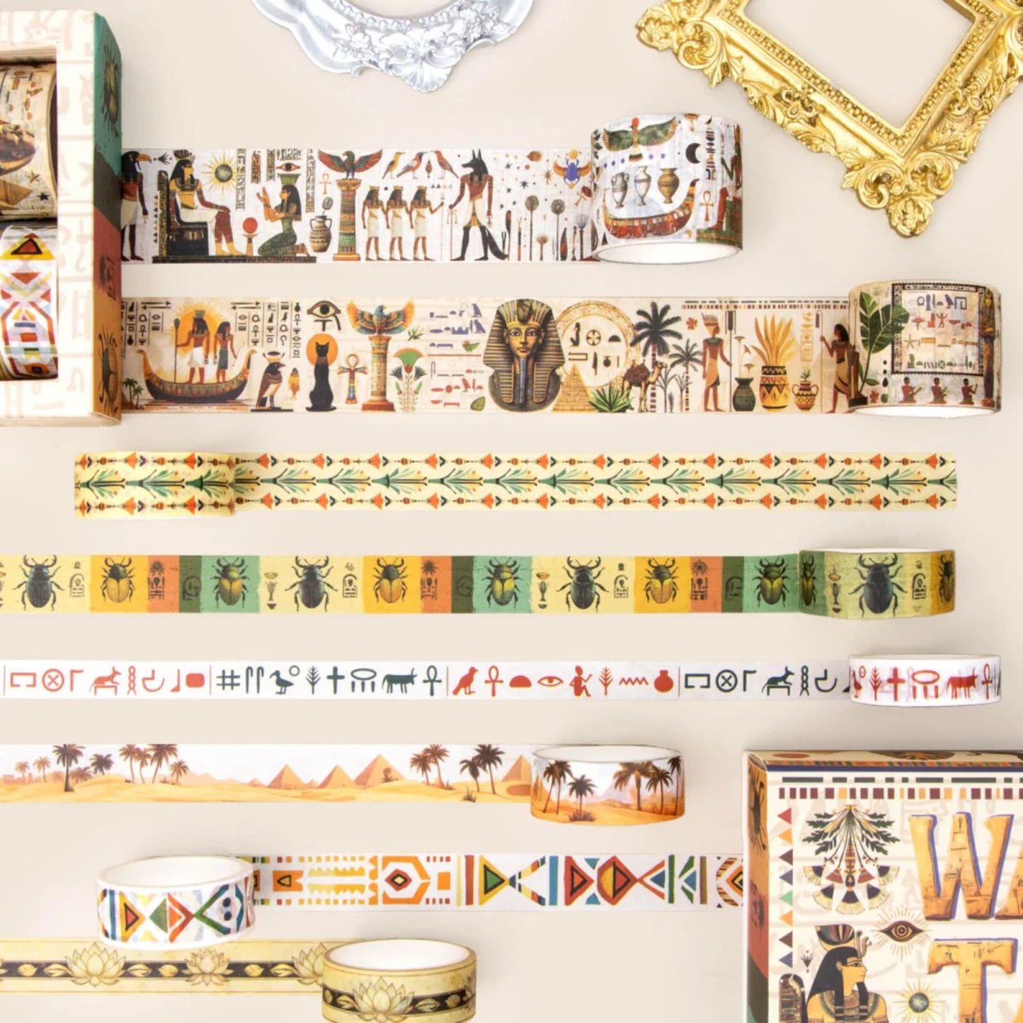 Desert Oath Egyptian Washi Tape Set | 16 Rolls Ancient Egypt Decorative Craft Tape for Journals & Scrapbooking