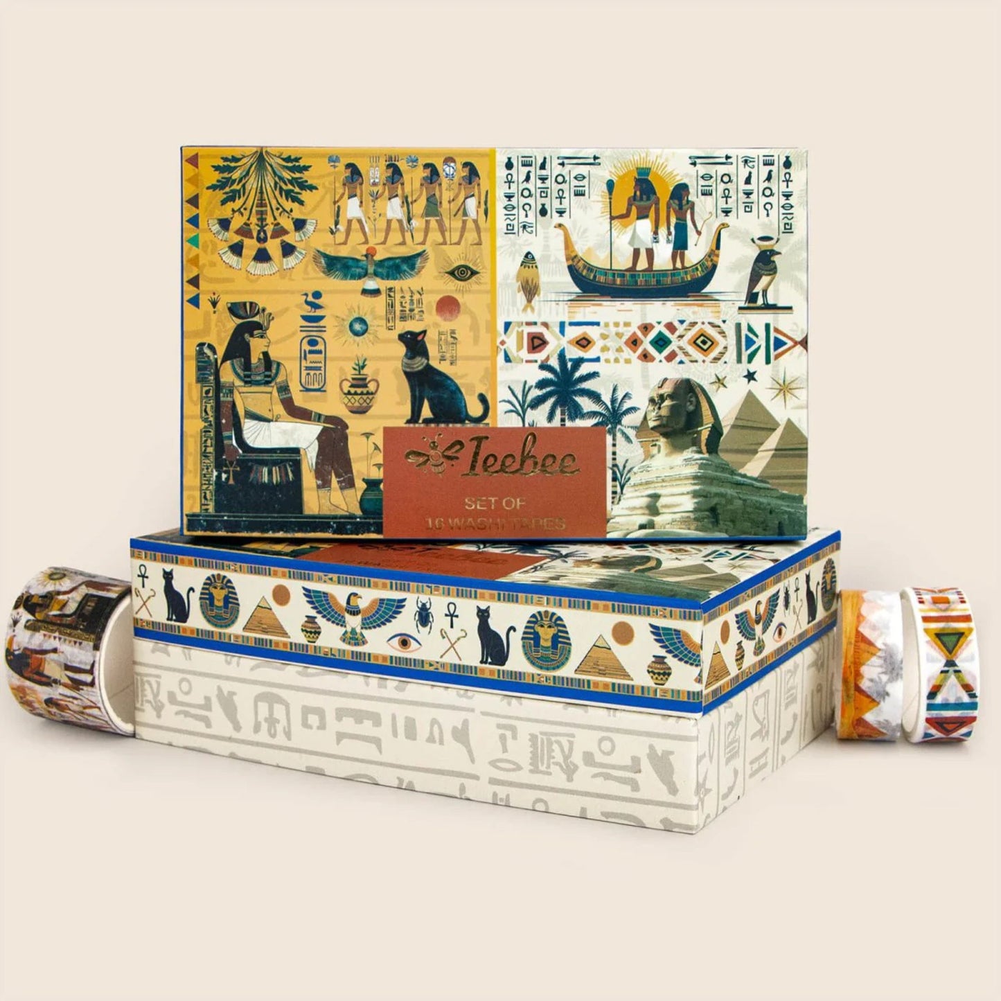 Desert Oath Egyptian Washi Tape Set | 16 Rolls Ancient Egypt Decorative Craft Tape for Journals & Scrapbooking