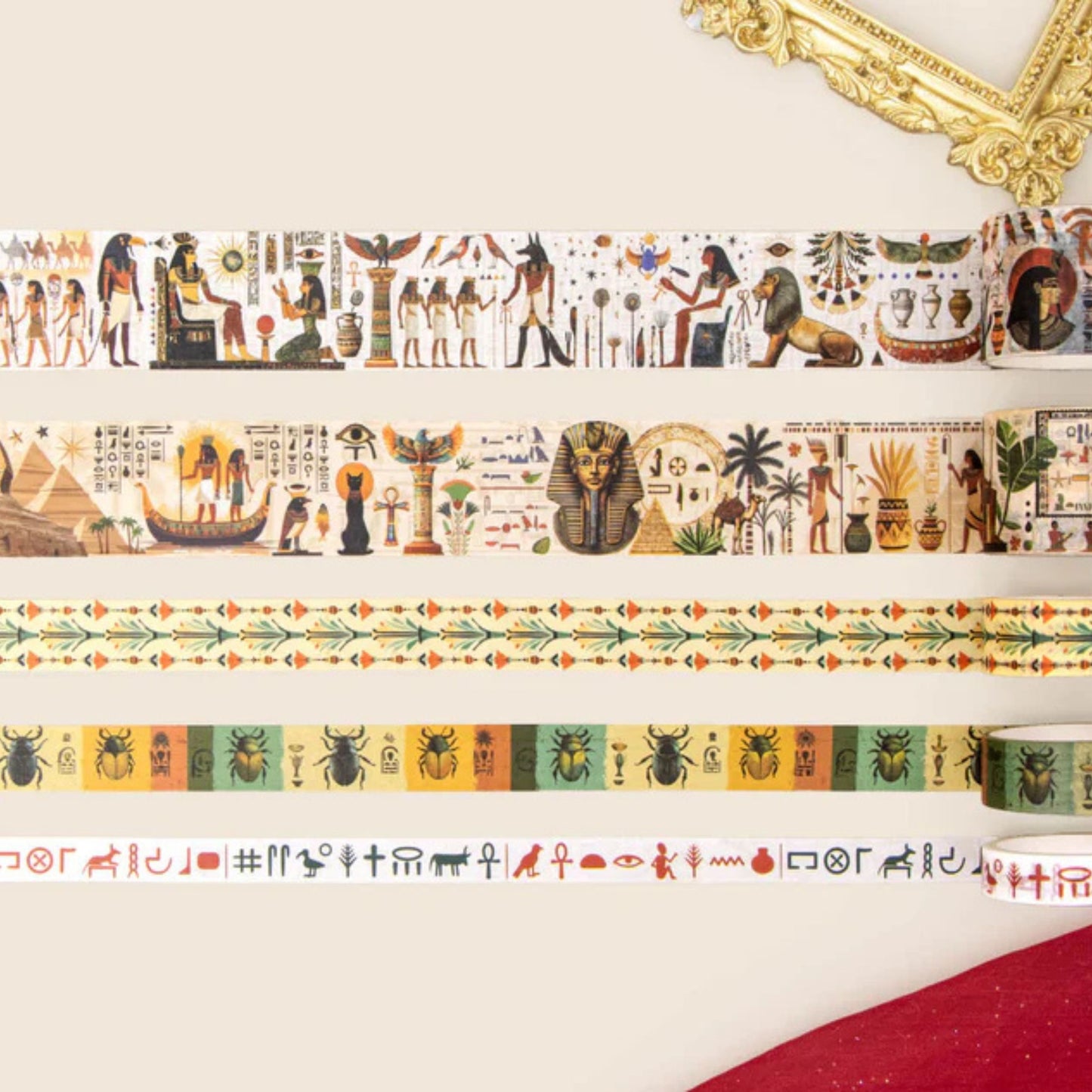 Desert Oath Egyptian Washi Tape Set | 16 Rolls Ancient Egypt Decorative Craft Tape for Journals & Scrapbooking