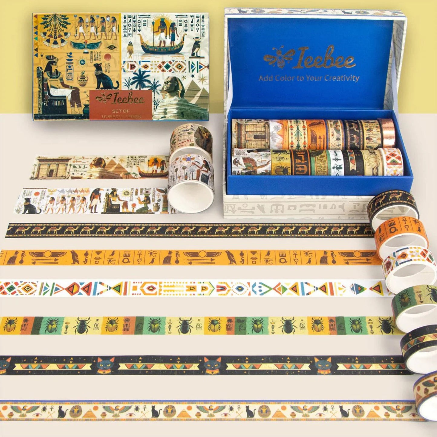 Desert Oath Egyptian Washi Tape Set | 16 Rolls Ancient Egypt Decorative Craft Tape for Journals & Scrapbooking
