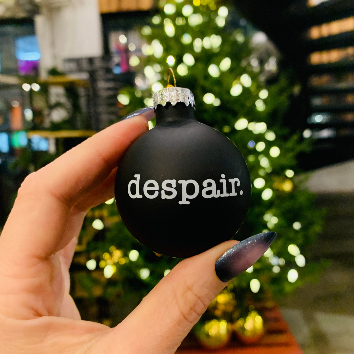 Despair Holiday Mini Glass Ornament in Black