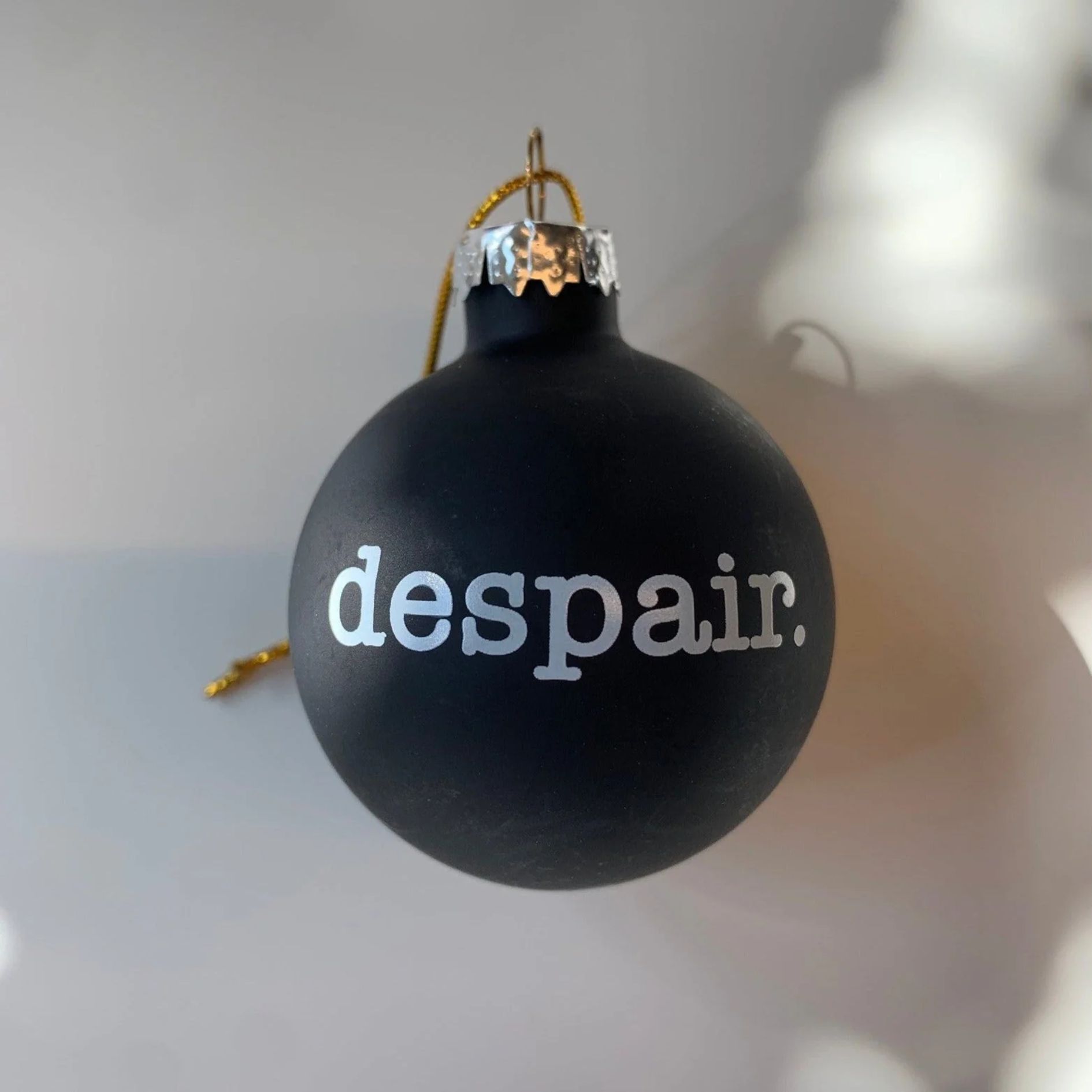 Despair Holiday Mini Glass Ornament in Black