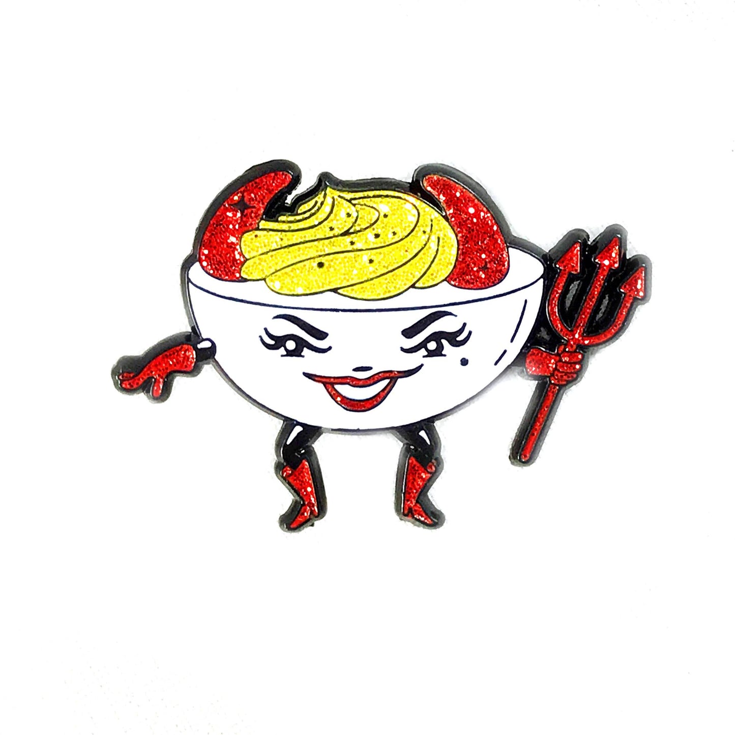 Deviled Egg Enamel Pin with Glitter | Cute Food Lapel Pin