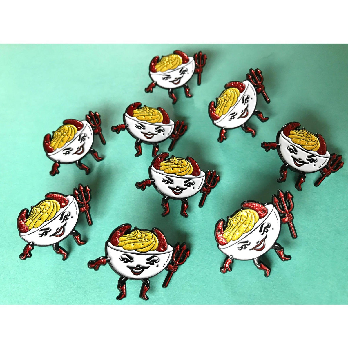 Deviled Egg Enamel Pin with Glitter | Cute Food Lapel Pin