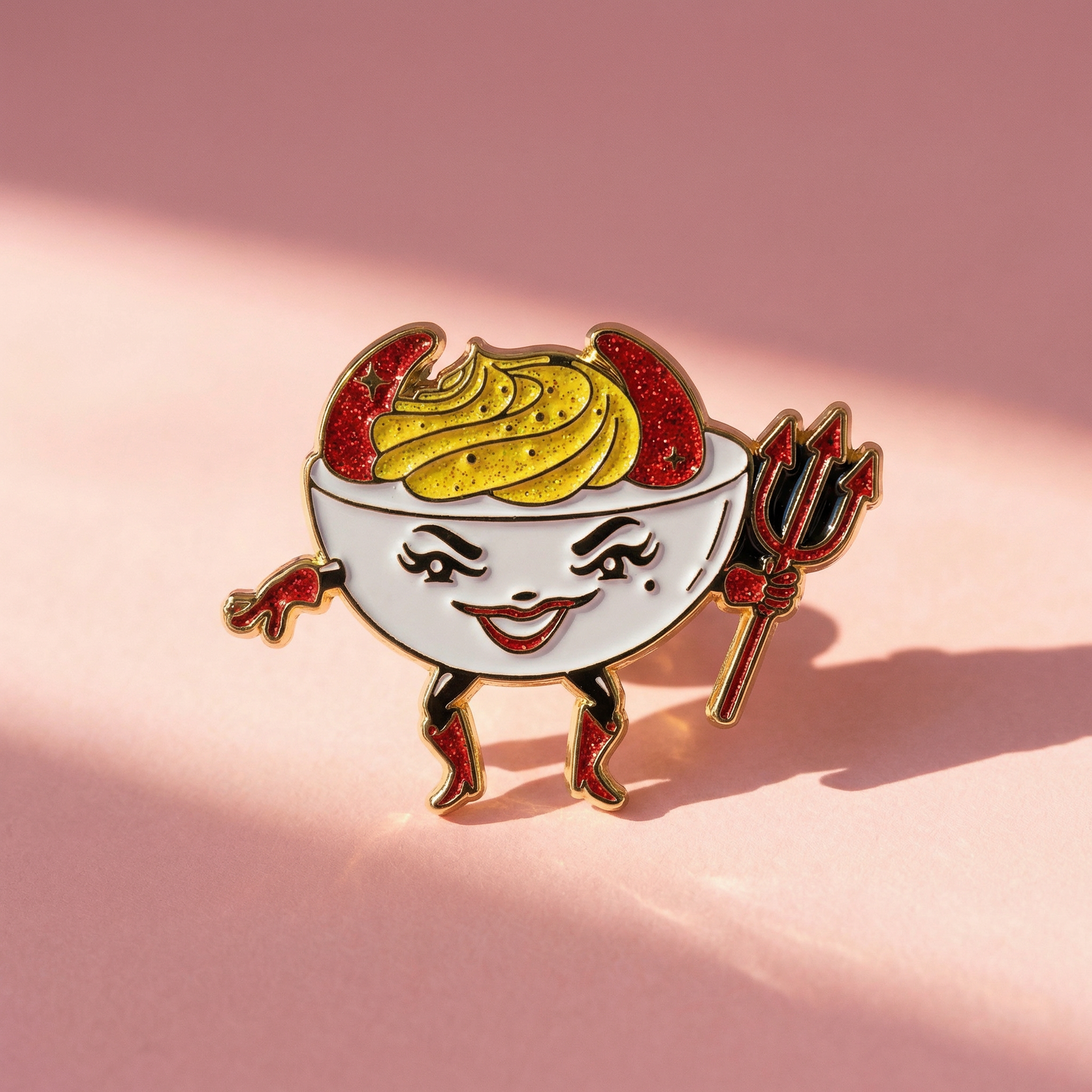 Deviled Egg Enamel Pin with Glitter | Cute Food Lapel Pin