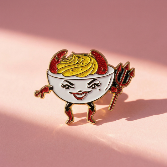 Deviled Egg Enamel Pin with Glitter | Cute Food Lapel Pin