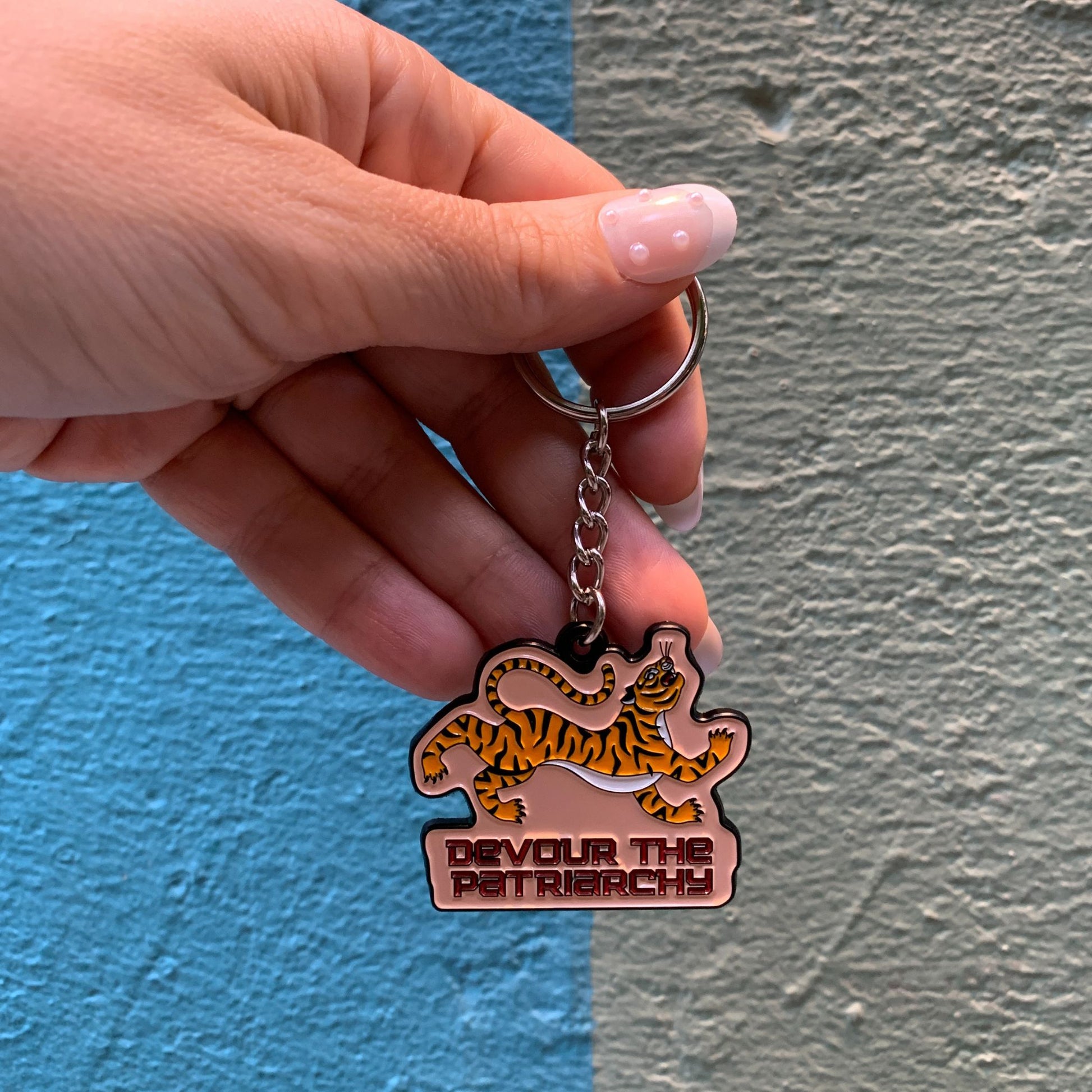 Devour the Patriarchy🩸 🐅 Feminist Enamel Keychain