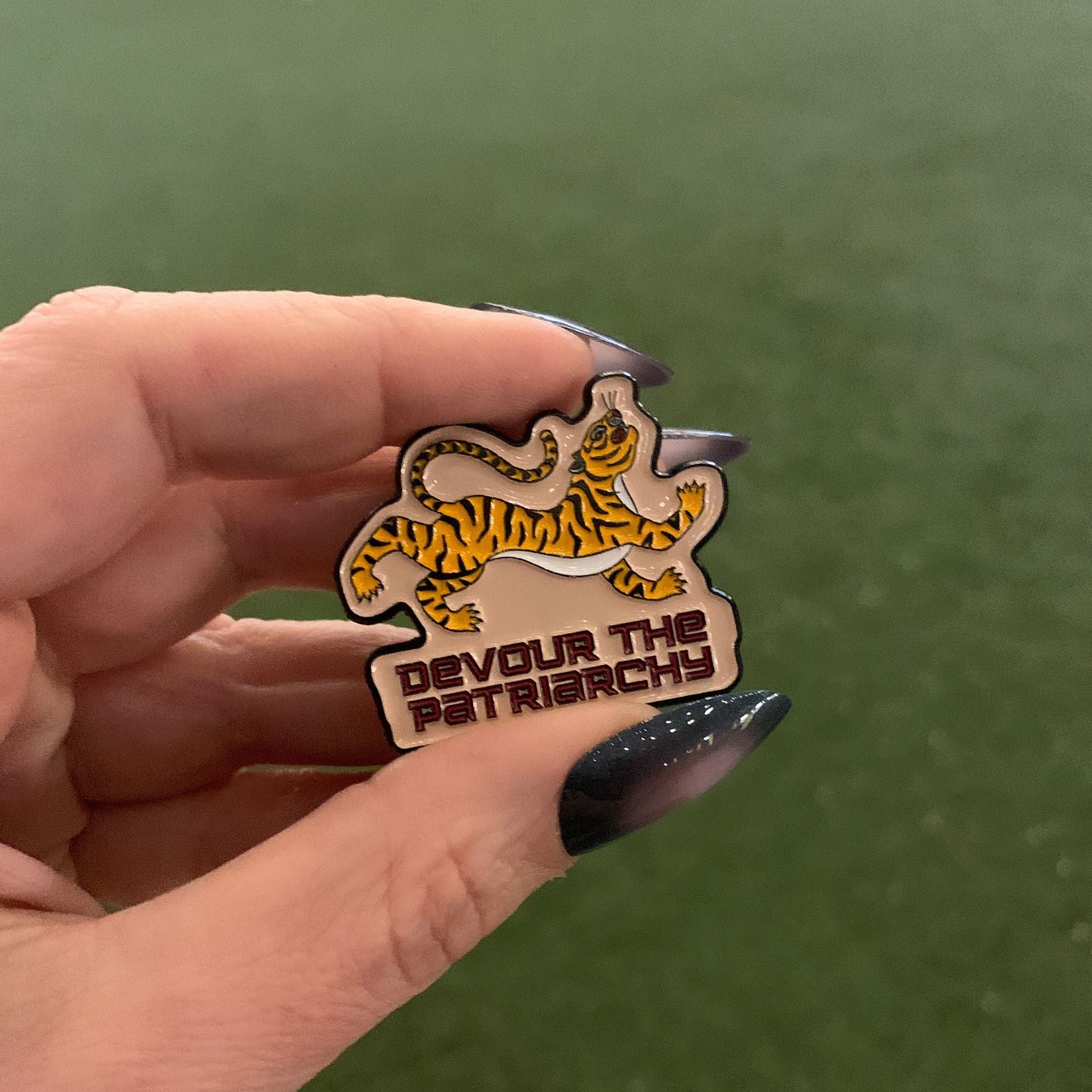 Devour the Patriarchy Feminist Tiger Enamel Pin, Lapel Pin