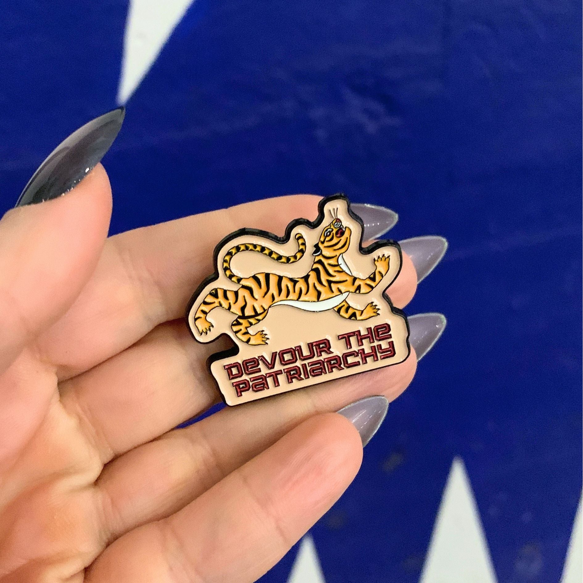 Devour the Patriarchy Feminist Tiger Enamel Pin, Lapel Pin