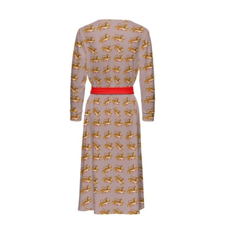 Devour the Patriarchy Feminist Tiger Motif Women’s ¾ Sleeve Wrap Dress