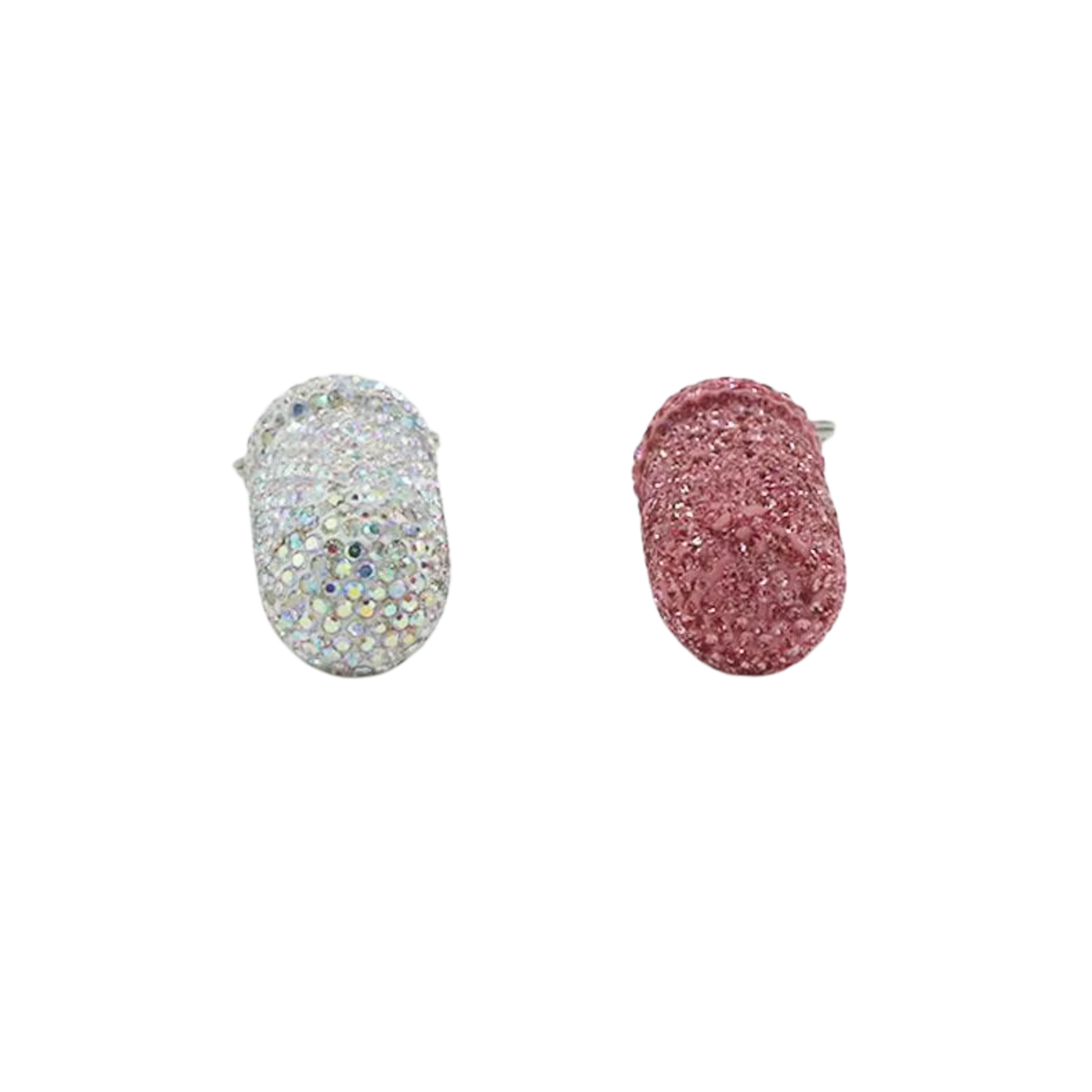 Diamond Doll Keychain Pill Case | Gem Encrusted Pill Bottle | Pink or Silver | 2.75"