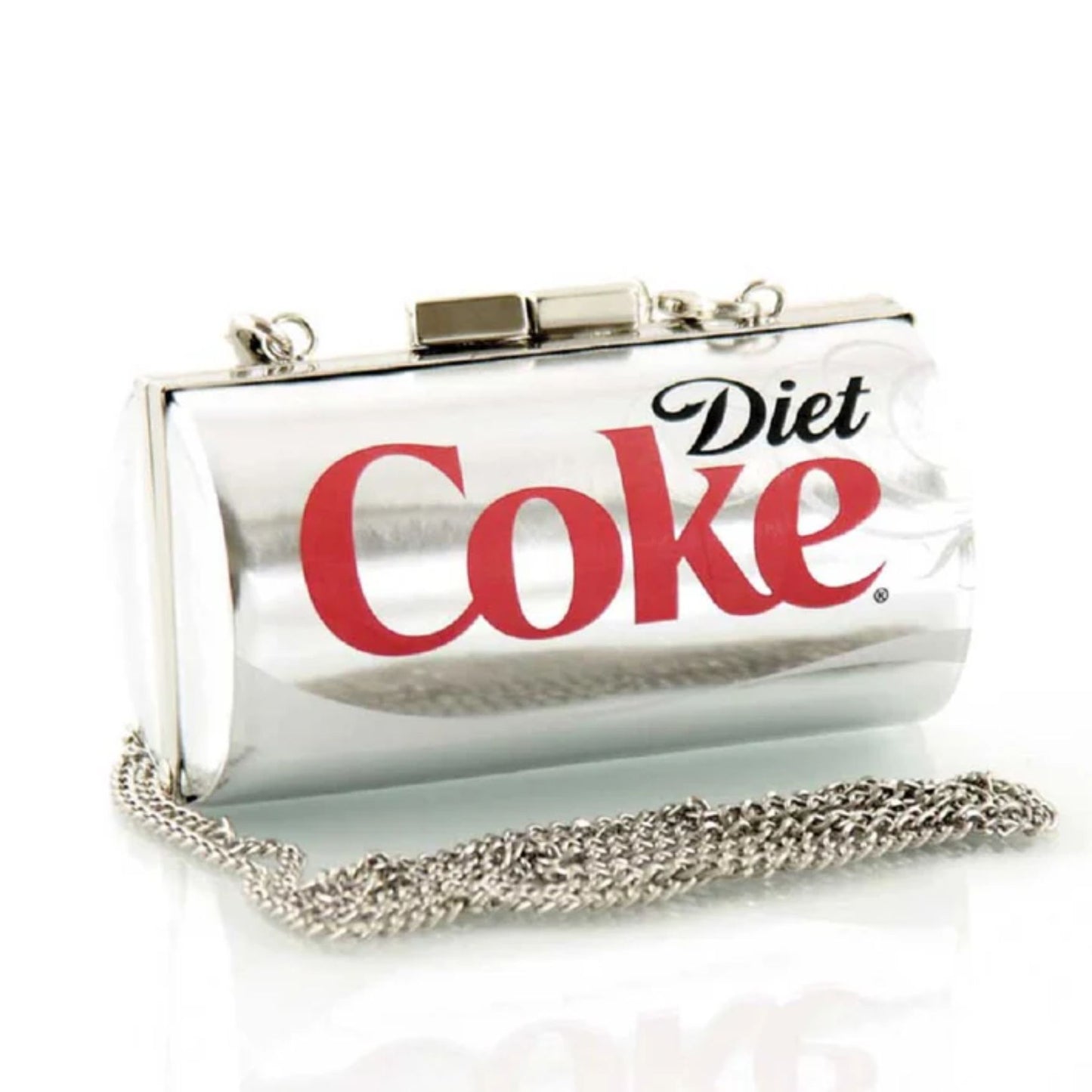 Diet Coke-themed clutch bag on a white background