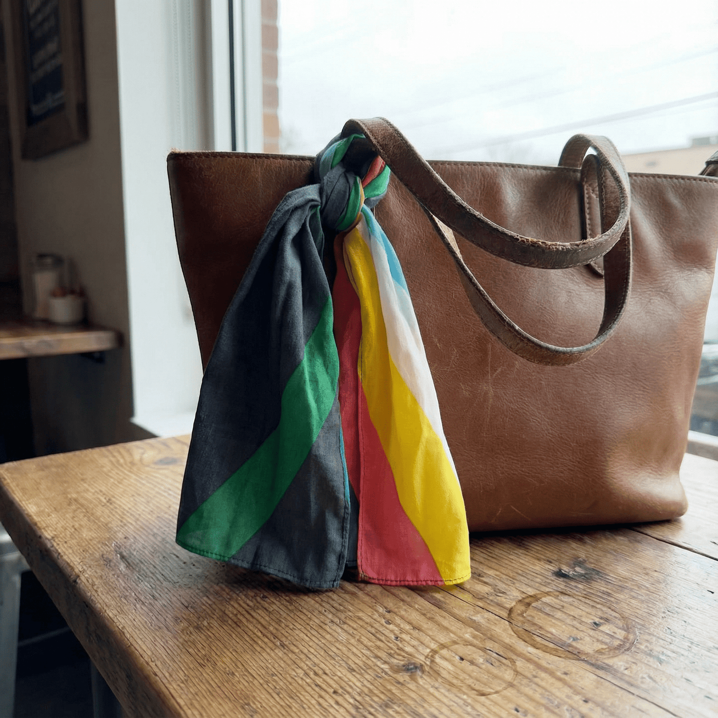 Disability Pride Small Scarf | Disability Flag Color Rainbow Stripe Bandana | 30" x 18"