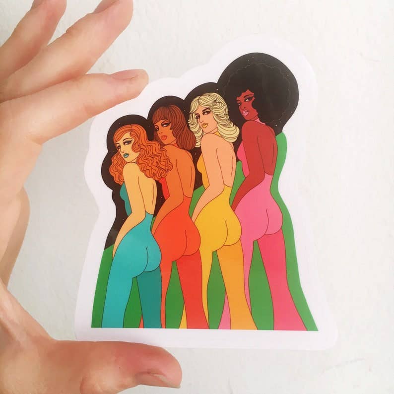 Disco Divas 70s Dance Foxy Lady Vinyl Sticker | 3"