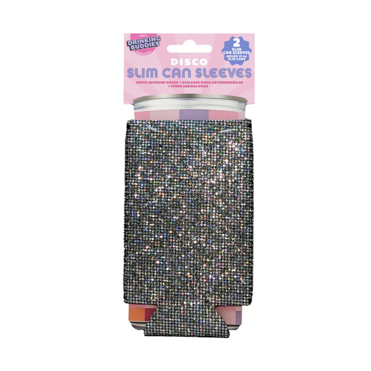 Disco Slim Koozies 2-Pack | Rhinestone Bling Can Coolers for Slim Cans