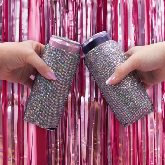 Disco Slim Koozies 2-Pack | Rhinestone Bling Can Coolers for Slim Cans
