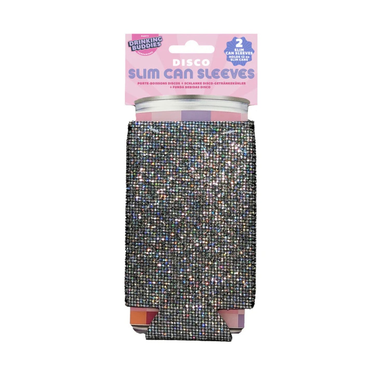 Disco Slim Koozies 2-Pack | Rhinestone Bling Can Coolers for Slim Cans