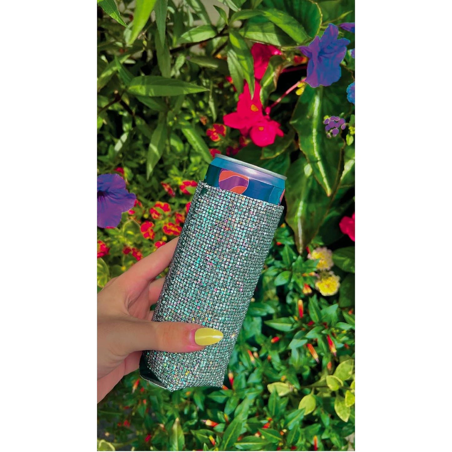 Disco Slim Koozies 2-Pack | Rhinestone Bling Can Coolers for Slim Cans