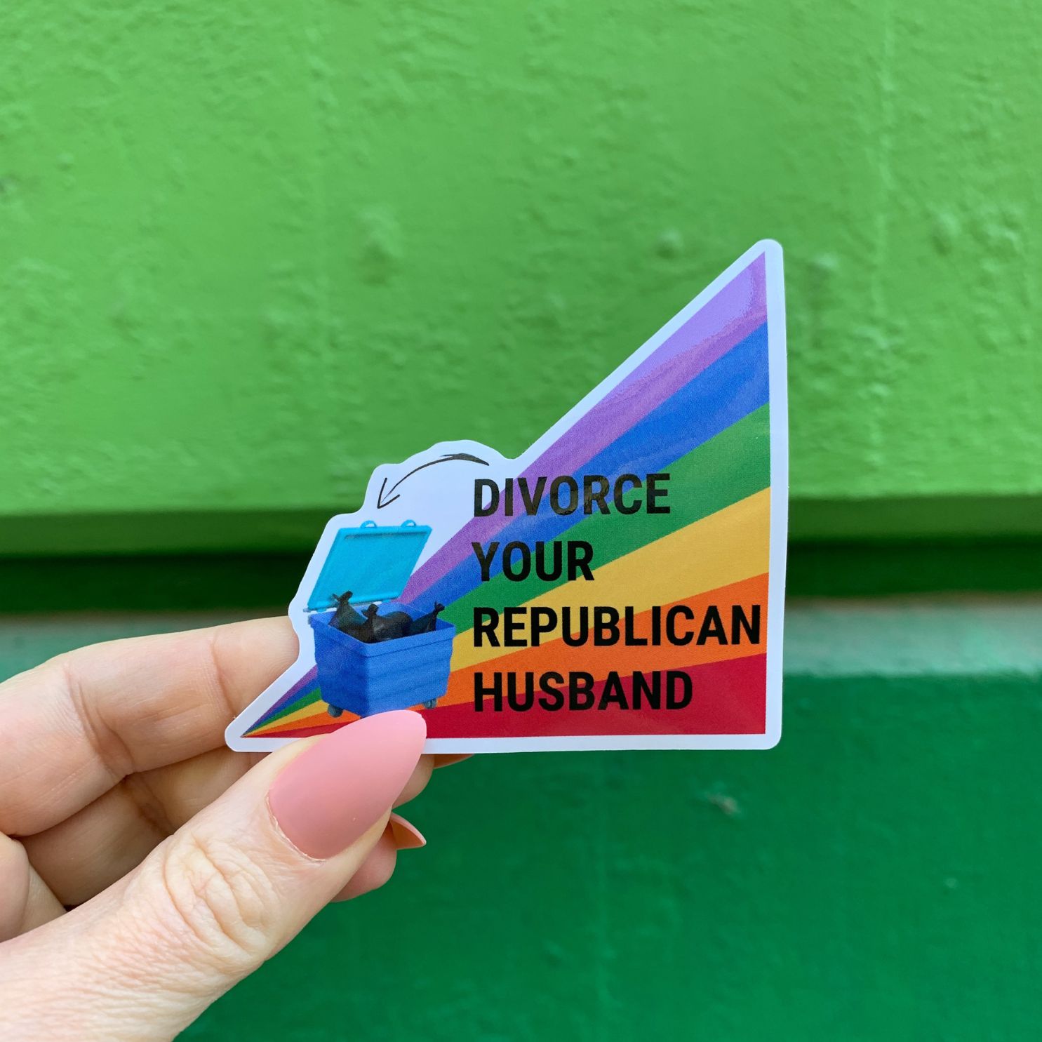 Divorce Your Republican Husband Glossy Die Cut Vinyl Sticker 2.95in x 2.75in