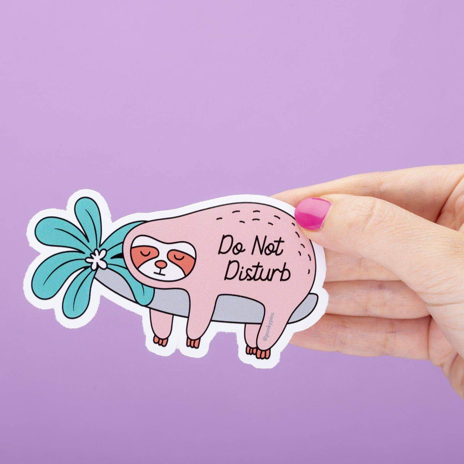 Do Not Disturb Sleeping Sloth Large Vinyl Sticker | Funny Decorative Die Cut Decal