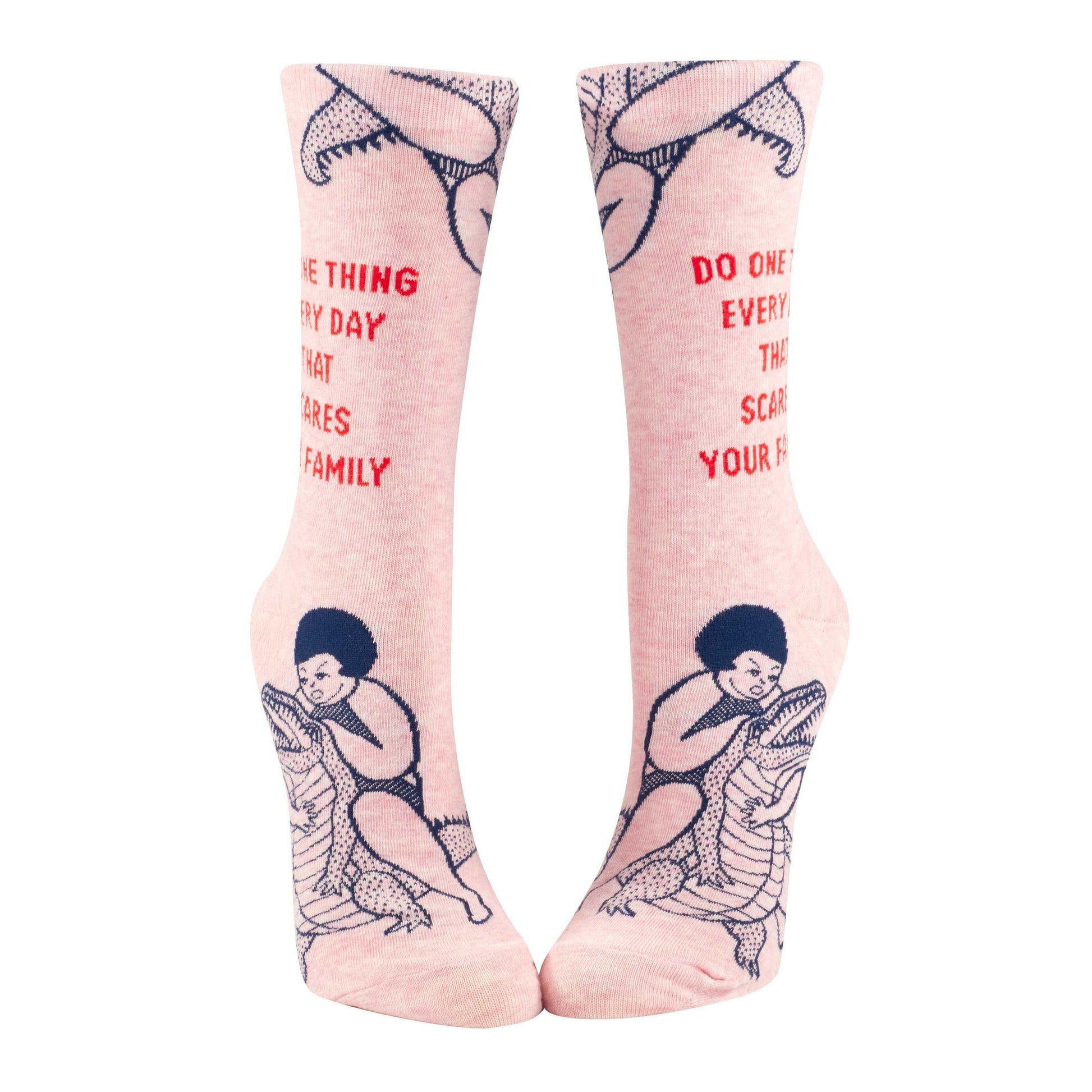 Do One Thing Every Day That Scares Your Family Women's Crew Socks | Novelty Funny Socks | BlueQ at GetBullish