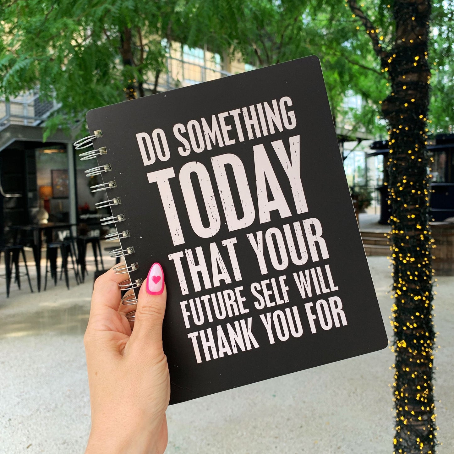 Do Something Today That Your Future Self Will Thank You For Spiral Notebook | Dot Print on Back Cover | 9" x 7" | 120 Lined Pages