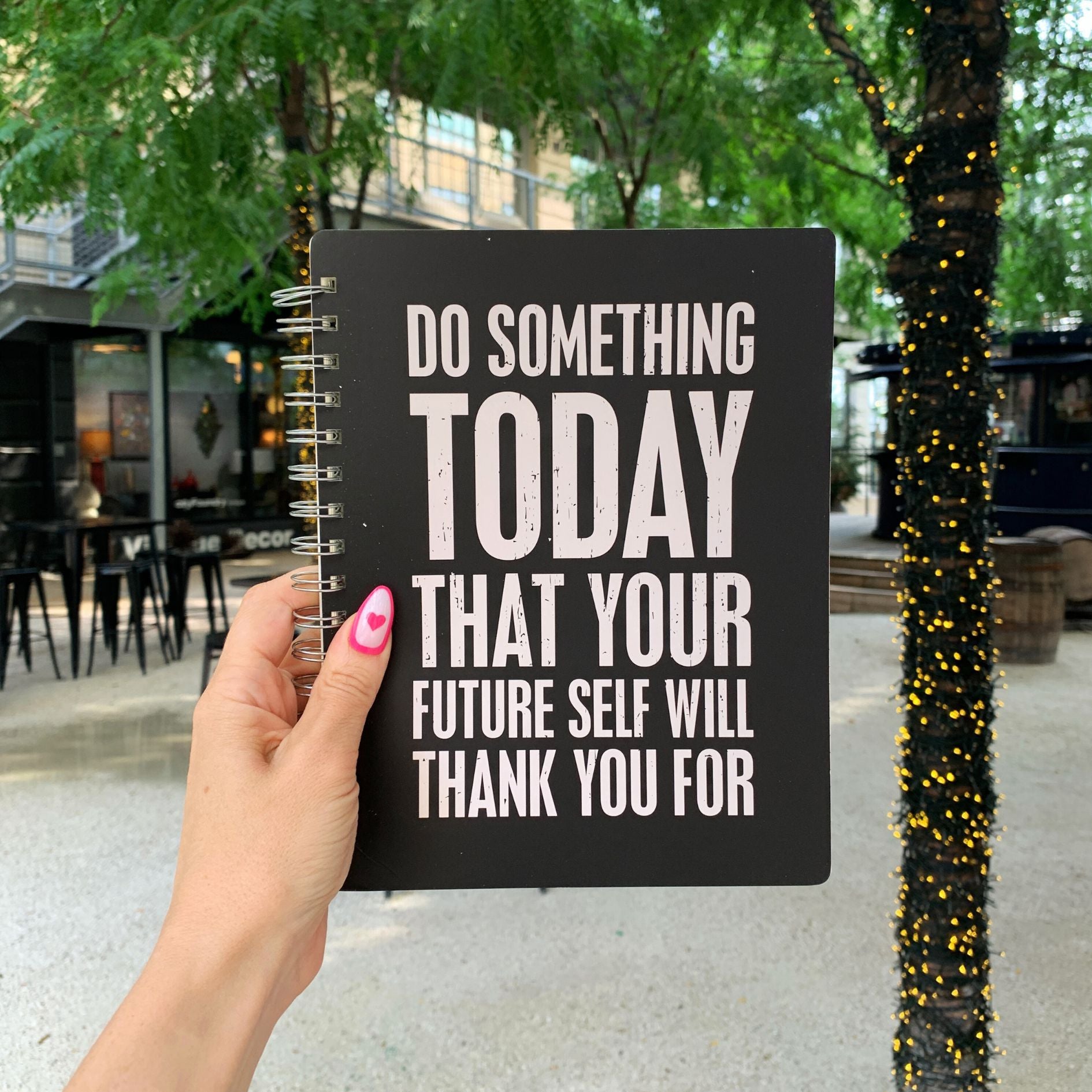 Do Something Today That Your Future Self Will Thank You For Spiral Notebook | Dot Print on Back Cover | 9" x 7" | 120 Lined Pages