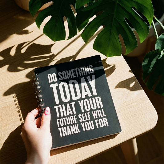 Do Something Today That Your Future Self Will Thank You For Spiral Notebook | Dot Print on Back Cover | 9" x 7" | 120 Lined Pages