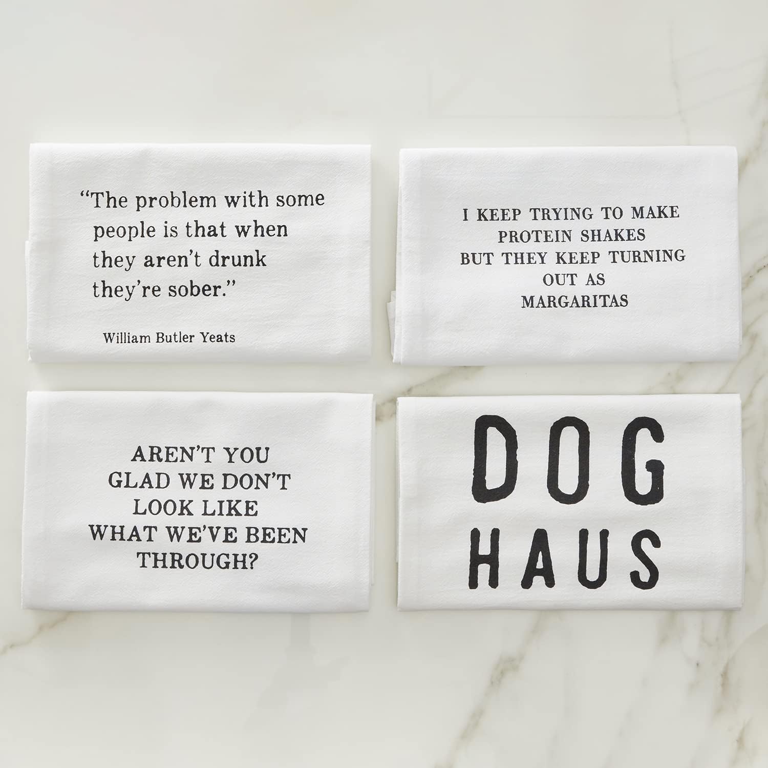 Dog Haus Kitchen Towel in White | Cotton Tea Dish Towel | 30" x 30"