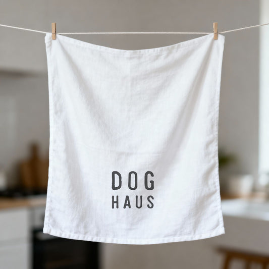 Dog Haus Thirsty Boy Dish Towel | Cotton Flour Sack Kitchen Towel | 30" x 30"