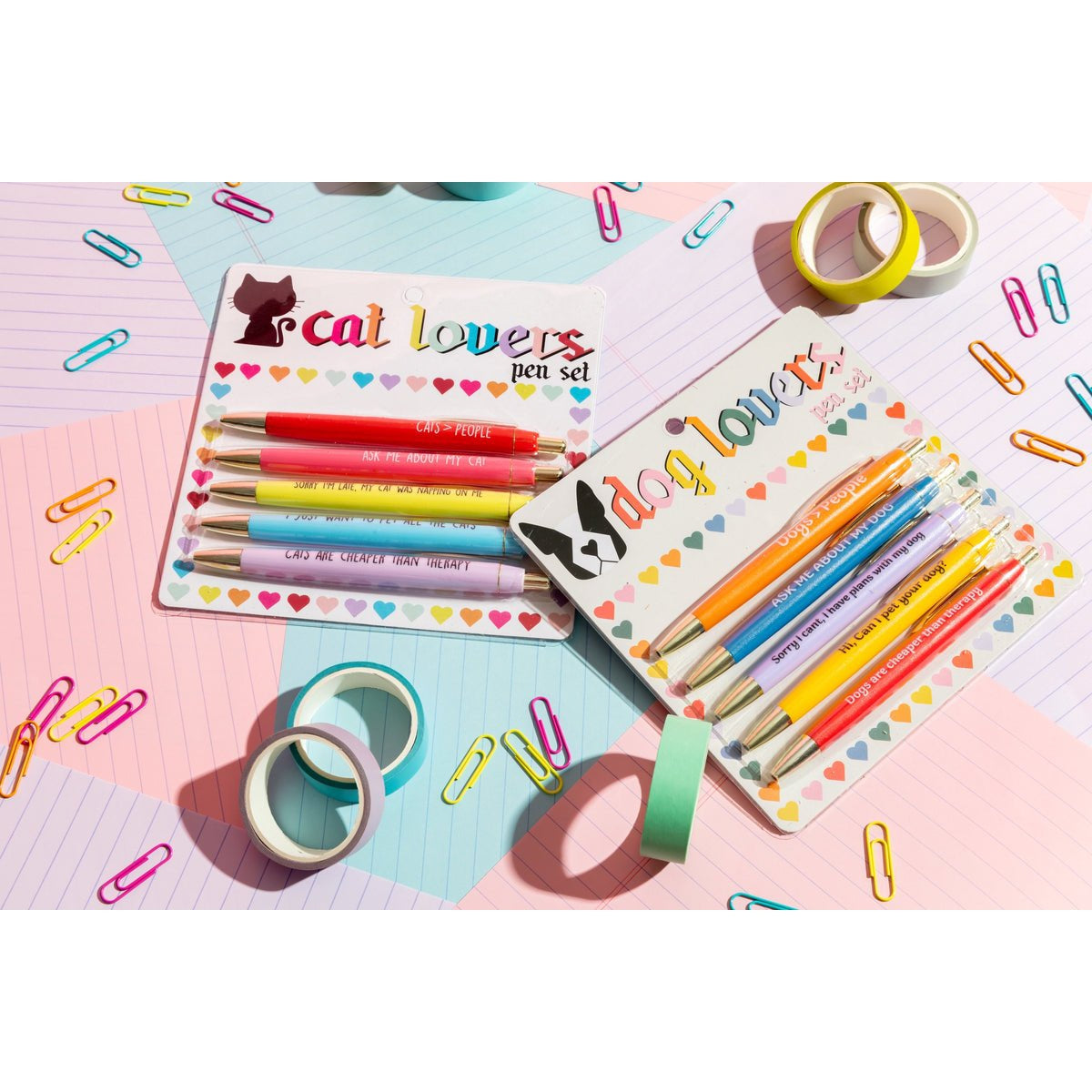 Dog Lovers Multicolor Pen Set | 5 Funny Pens Packaged for Gifting | Dogs > People, Dogs Are Cheaper Than Therapy...