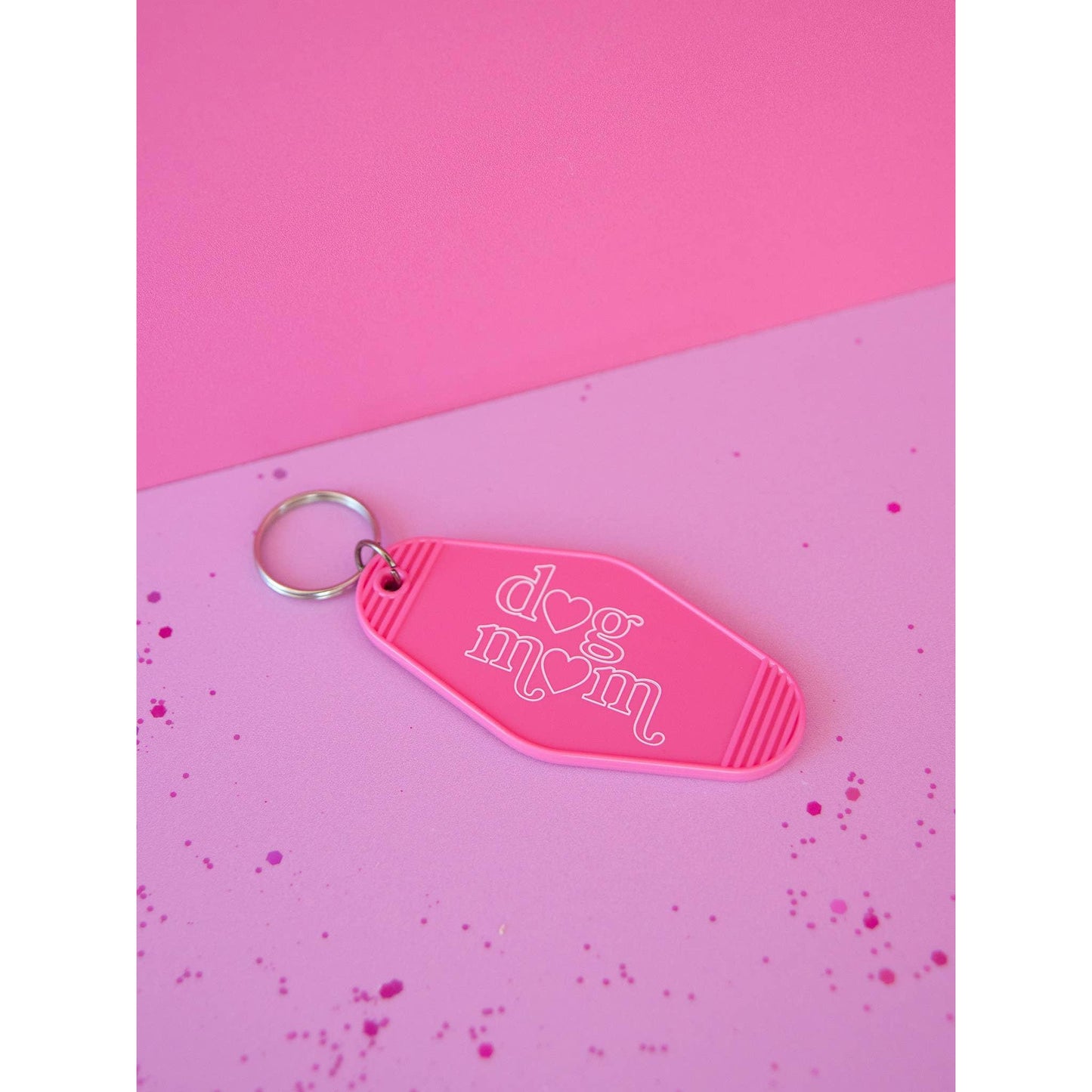 Dog Mom Keychain | Pink Vintage Motel Style Key Tag