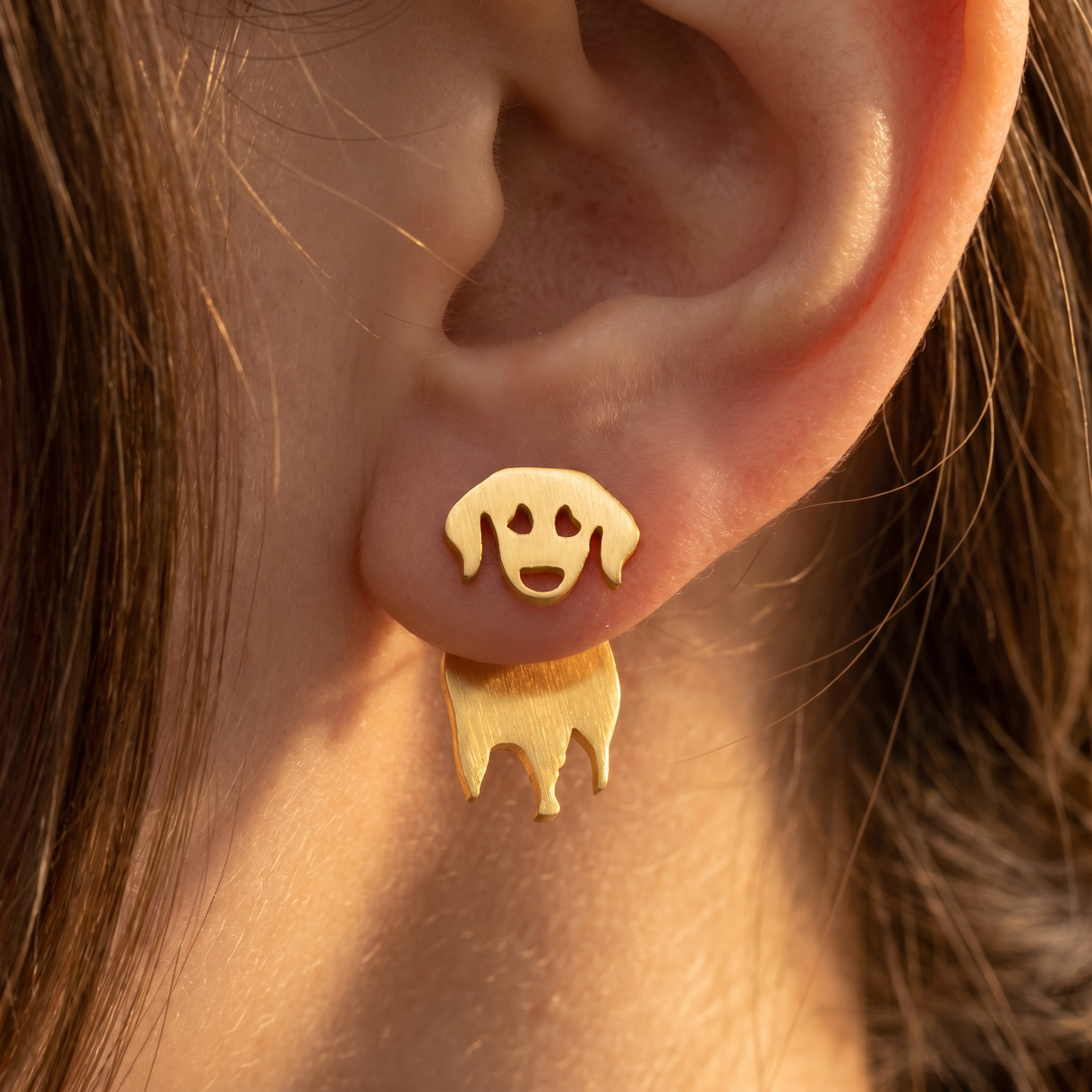Doggy Stud Earrings | Peeking Dog Illusion Studs | Gold or Silver | Mini-Paper & Quartz-The Bullish Store