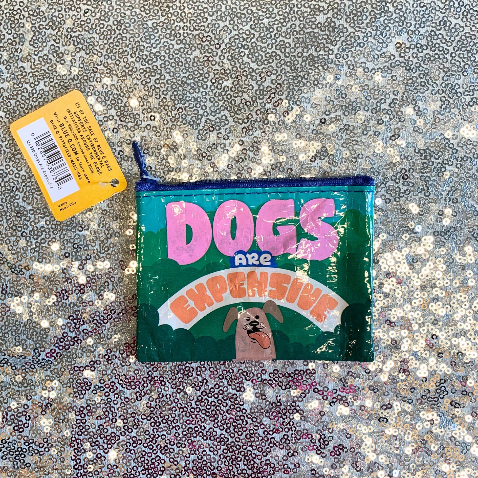 Dogs Are Expensive Coin Purse | Recycled Material | 3"h x 4"w | BlueQ at GetBullish