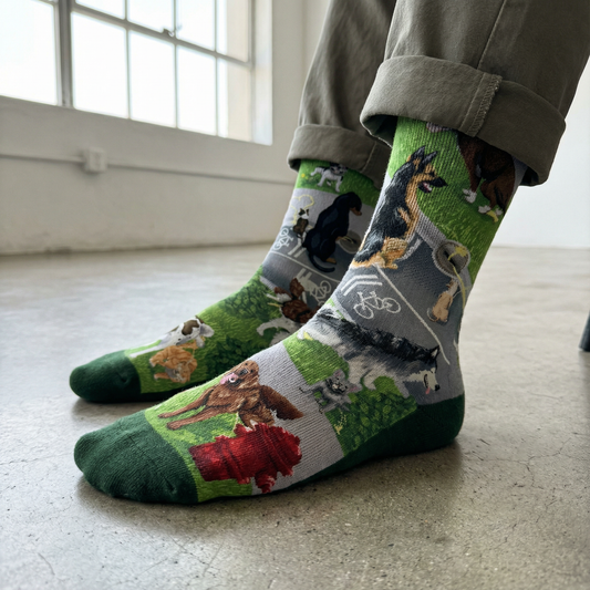 Dogs Peeing Men's Socks | Funny Dog Print Crew Socks