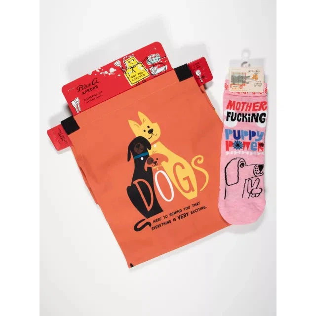 Dogs. Here To Remind You That Everything Is Exciting Funny Cooking and BBQ Apron Unisex 2 Pockets Adjustable Strap 100% Cotton
