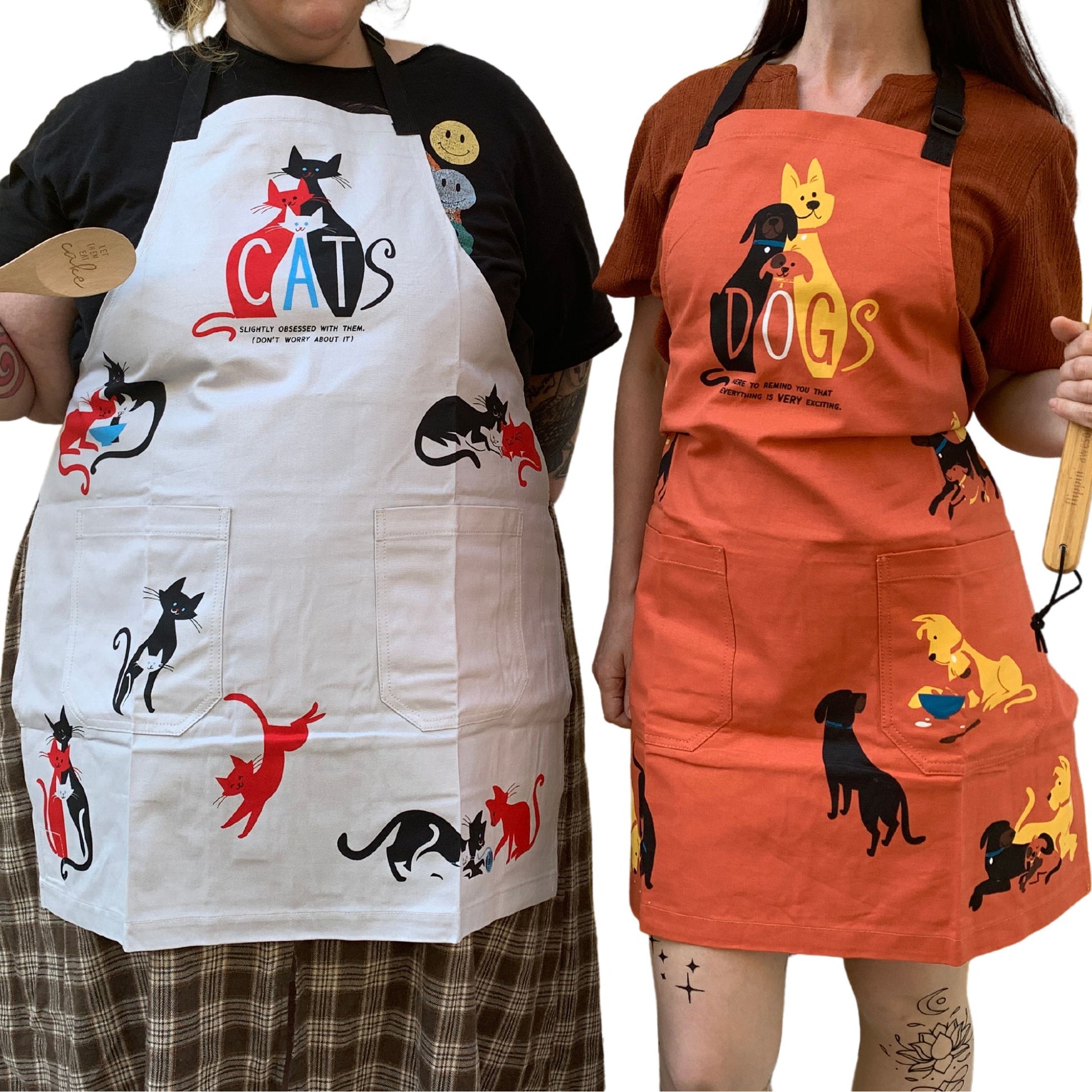 Dogs. Here To Remind You That Everything Is Exciting Funny Cooking and BBQ Apron Unisex 2 Pockets Adjustable Strap 100% Cotton | BlueQ at GetBullish