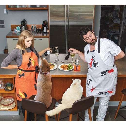 Dogs. Here To Remind You That Everything Is Exciting Funny Cooking and BBQ Apron Unisex 2 Pockets Adjustable Strap 100% Cotton | BlueQ at GetBullish