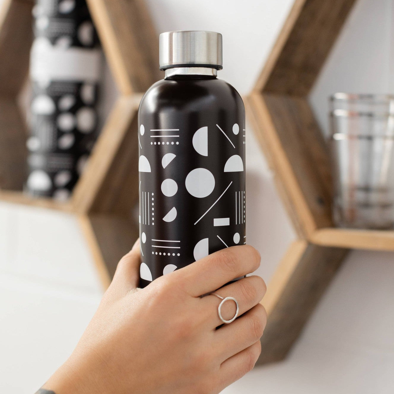 Domino Stainless Steel Water Bottle | Double Walled Reusable Drinkware | 17oz | Gift for Her